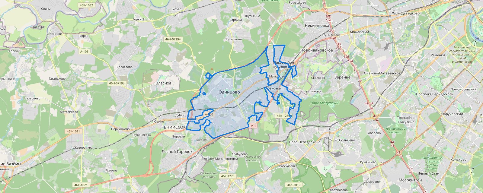 Карта: выезд мастера в Одинцово