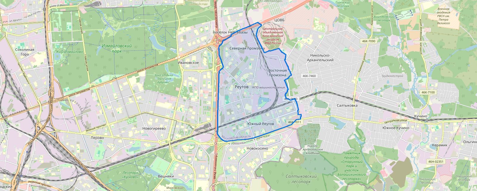 Карта: выезд мастера в Реутове